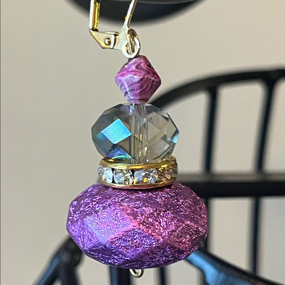Elegant Purple and Gold Earrings